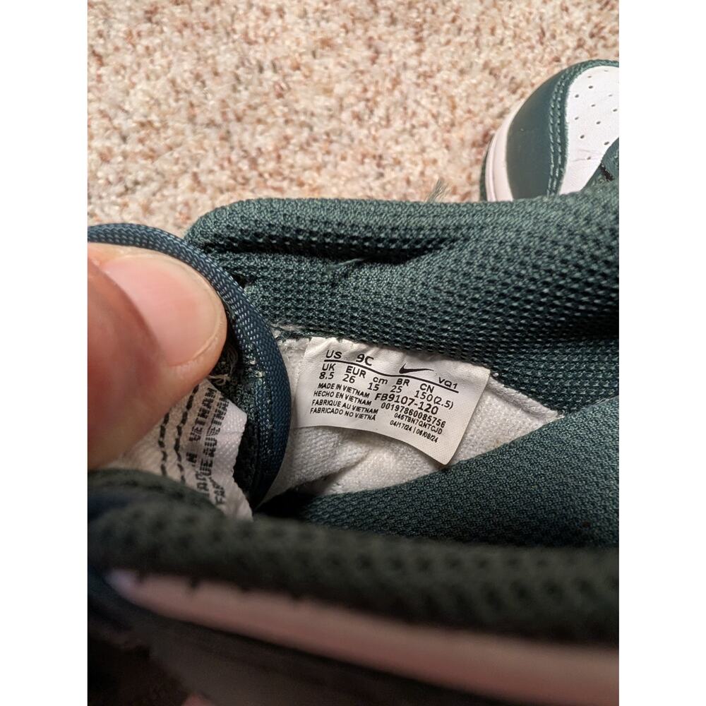 NIKE DUNK LOW (TDE) Kids/Toddler sneakers/shoes, size 9C, GREEN & WHITE - Picture 9 of 11